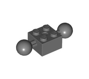 LEGO Dark Stone Gray Kostka 2 x 2 s Dva Míč Joints bez Holes in Ball (57908)