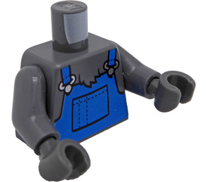 LEGO Minifig Trup Modrá Overall a Dark Stone Šedá Fur (973)