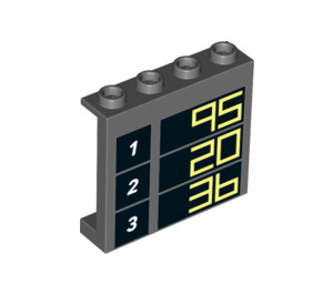 LEGO Panel 1 x 4 x 3 s 1 90, 2 26, 3 36. s bočními podpěrami, dutými cvočky (33366 / 60581)