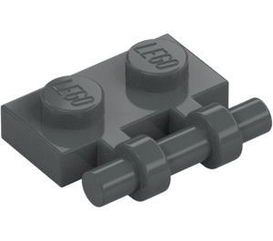 LEGO Tmavě kamenná šedá Deska 1 x 2 s Rukojeť (Otevřené konce) (2540)