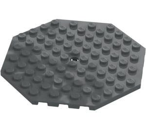 LEGO Tmavě kamenná šedá Deska 10 x 10 Octagonal s otvor (89523)