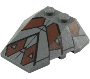 LEGO Dark Stone Gray Klín 4 x 4 Trojnásobný s Sith Nightspeeder Vzor s Stud Notches (48933 / 96543)