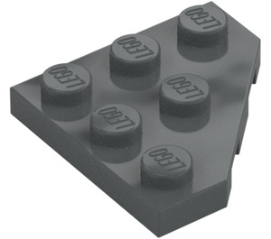 LEGO Tmavě kamenná šedá Klín Deska 3 x 3 Roh (2450)