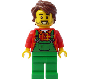 LEGO Zemědělec s Červená Plaid Košile a Zelená Overall Minifigurka