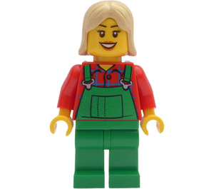 LEGO ženský Zemědělec Zelená Overall Minifigurka