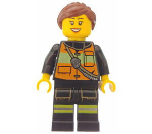 LEGO ženský Hasič s Hnědá Vlasy Minifigurka