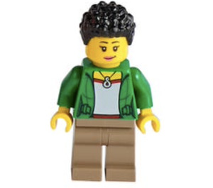 LEGO ženský Stuntz Spectator (Zelená Bunda) Minifigurka