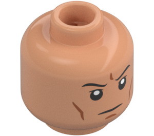 LEGO Tělová Hlava s Černá Eyebrows, Bílá Pupils, Zamračená tvář (Zapuštěný pevný cvoček) (3626 / 68714)