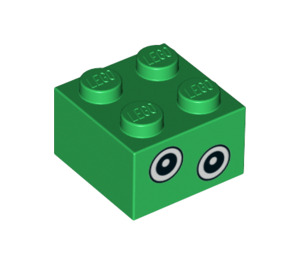 LEGO Green Kostka 2 x 2 s Dino Dude Oči (3003 / 38936)