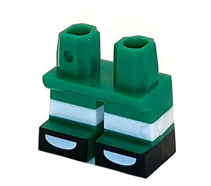 LEGO Krátký Nohy s White Pruhy, Green Shoes s Black Border a White Tips (41879)