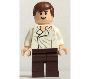 LEGO Han Solo s Bílá Košile s Wrinkles a Dark Hnědá Nohy s Hladký Vlasy Minifigurka