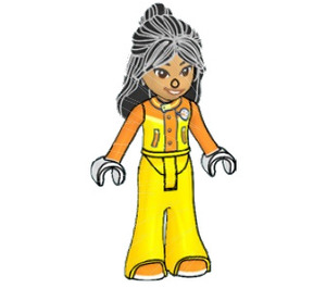 LEGO Liann s oranžová a Žlutá Flare Jumpsuit Minifigurka