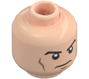 LEGO Světlá tělová Minifigurka Hlava s Černá Eyebrows, Cheek Lines a Zamračená tvář (Zapuštěný pevný cvoček) (3626 / 76086)