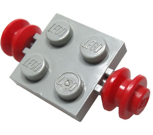 LEGO Light Gray Deska 2 x 2 s Red Kola