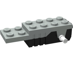 LEGO Light Gray Pullback Motor 6 x 2 x 1.3 s White Shafts a Black Základna