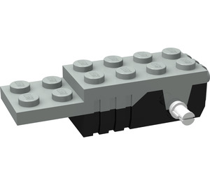 LEGO Světle šedá Pullback Motor 6 x 2 x 1.3 s Bílá Shafts a Černá Základna (42288 / 42853)