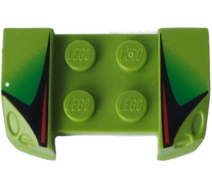 LEGO Lime Blatník Deska 2 x 4 s Overhanging Headlights s Red, Black a Green Vzor (44674)