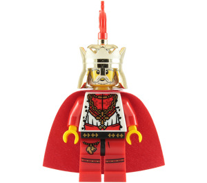 LEGO Lev King s Chromová zlatá Koruna, Červená Chochol a Červená Plášť (Lego Chess King) Minifigurka