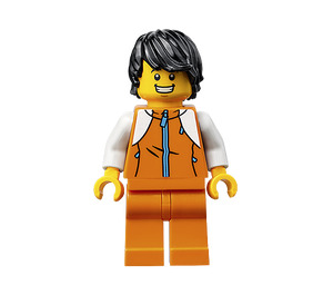 LEGO Man v oranžový Zipper Jacket s White Paže Minifigurka