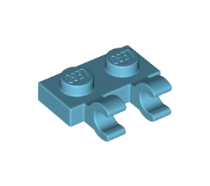 LEGO Medium Azure Deska 1 x 2 s Horizontální Clips (Otevřít klipy 'O') (49563 / 60470)