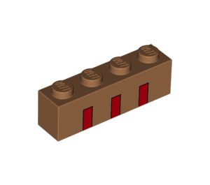 LEGO Kostka 1 x 4 s Červená Lines (3010 / 67451)