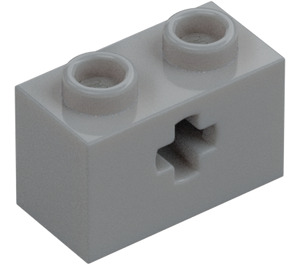 LEGO Střední kamenná šedá Kostka 1 x 2 s Otvor pro nápravu ('+' Otvor a spodní trubice) (31493 / 32064)