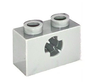 LEGO Medium Stone Gray Kostka 1 x 2 s osa otvorem (Otevření 'X') (32064)