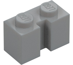 LEGO Střední kamenná šedá Kostka 1 x 2 s drážkou (4216)