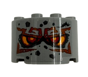 LEGO Válec 2 x 4 x 2 Polovina s Stone Tvář s Červené oči a Dark oranžový Eyebrows Samolepka (24593)