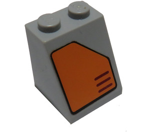 LEGO Střední kamenná šedá Sklon 2 x 2 x 2 (65°) s oranžová vent Samolepka se spodní trubičkou (3678)