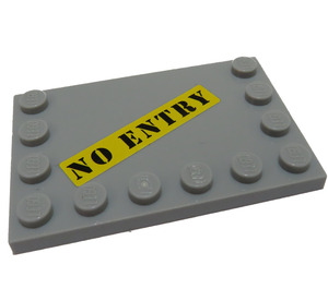 LEGO Dlaždice 4 x 6 s Cvočky na 3 Edges s 'NO ENTRY' Samolepka (6180)