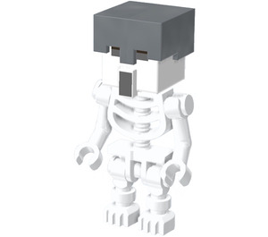 LEGO Minecraft Kostra s plochý stříbrný Helma s Villager Hlava Minifigurka