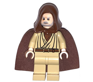 LEGO Obi-Wan Kenobi (Old) s Reddish Hnědá Plášť a Kapuce s Bílá Pupils Minifigurka