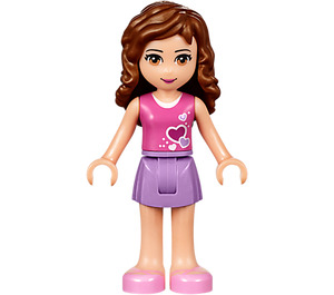 LEGO Olivia s Fialová Sukně a Růžová Horní s Srdce Minifigurka