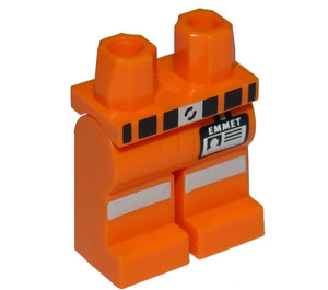 LEGO Orange Minifigure Boky a nohy s Reflective Pruhy a "Emmet" Name Tag (16247 / 16287)
