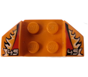 LEGO Orange Blatník Deska 2 x 2 s Flared Kolo Arches s '45' a Flames (41854)