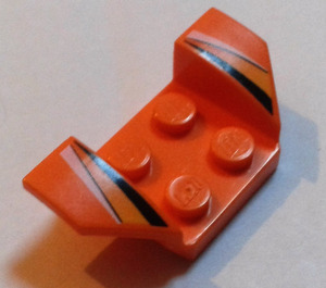 LEGO oranžová Blatník Deska 2 x 2 s Flared Kolo Arches s Bílá a Černá Pruhy (41854 / 42710)