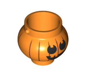 LEGO Orange Zaoblený Pot / Cauldron s Black Dýně Jack O' Lantern (28180 / 98374)