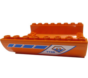 LEGO oranžová Sklon 8 x 8 x 2 Zakřivený Převrácený Dvojité s '7738' a Pobřežní hlídka Samolepka (54091)