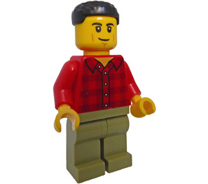 LEGO Cestující Muž - Červená Flannel Košile Minifigurka