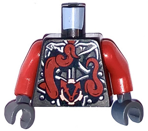 LEGO Perleťově tmavě šedá Trup Ninjago Metallic stříbrný Brnění (973)