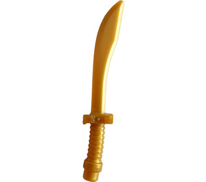 LEGO Pearl Gold Zakřivený meč s Ridged Rukojeť (25111)