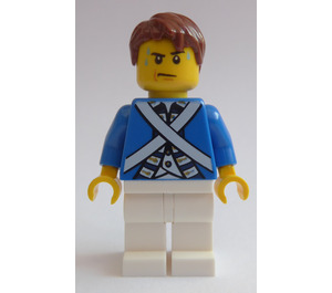 LEGO Piráti Chess Bluecoat Voják s Sweat Drops a Reddish Hnědá Vlasy Minifigurka