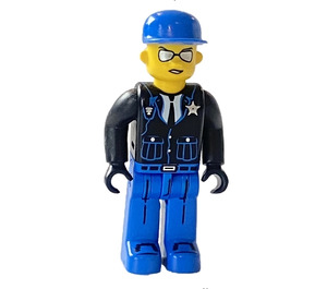 LEGO Policie - Modrá Nohy, Černá Bunda, Modrá Víčko, Sluneční brýle Minifigurka