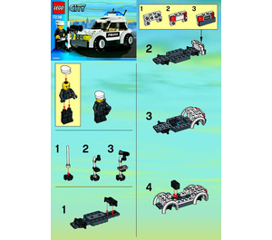 LEGO Policie Auto (Černá/zelená nálepka) 7236-1 Instructions