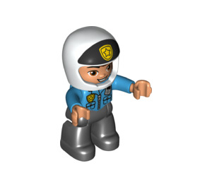LEGO Policeman s Dark Azure Horní a White Helma s Black Přední a Yellow Badge Duplo figurka