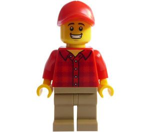 LEGO Popcorn Seller s Červená Plaid Košile s Červená Víčko Minifigurka