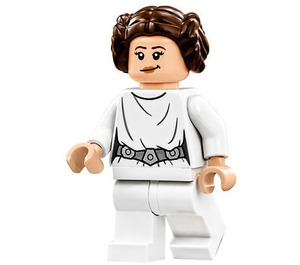 LEGO Princezna Leia s Bílá Výstroj s Detailed Pás (Crooked Smile / Zamračená tvář) Minifigurka