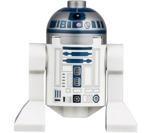 LEGO R2-D2 Minifigurka s plochou stříbrnou hlavou, levandulovými tečkami a tmavě modrou