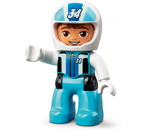 LEGO Racing Řidič s Bílá a Modrá Kombinézy, Helma, No. 34 Figurka Duplo